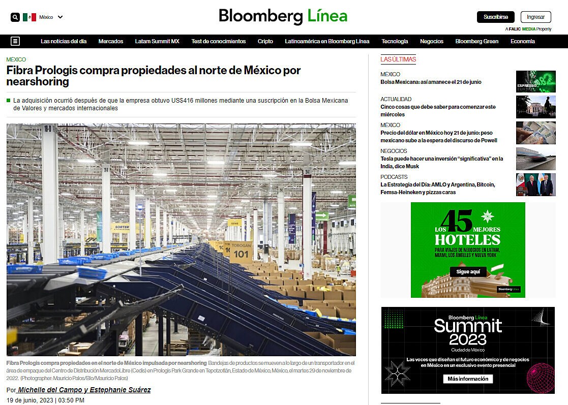 Fibra Prologis compra propiedades al norte de Mxico por nearshoring
